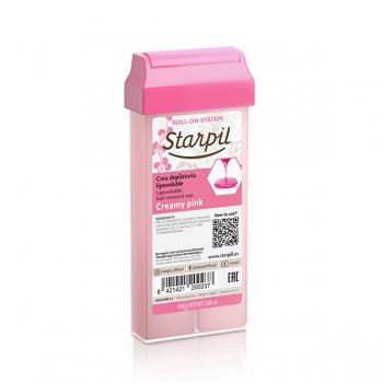 Starpil Wosk w aplikatorze z rolką 110g do ciała - Creamy Pink / Różowy kremowy